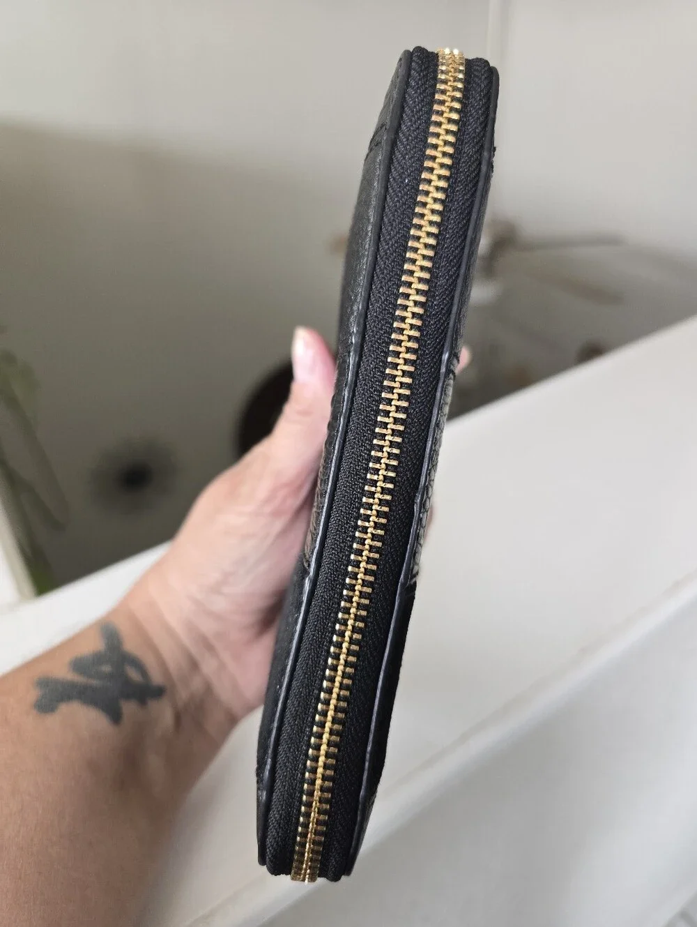 VERA BRADLEY Leather RFID Georgia Black Patchwork Wallet